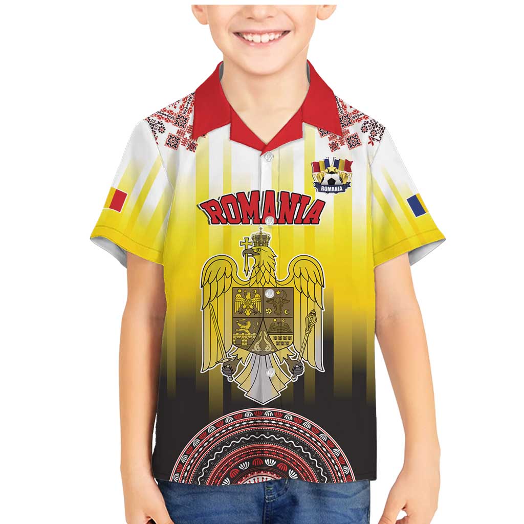 Custom Romania Football Go Champions Family Matching Mermaid Dress and Hawaiian Shirt Romanian Traditional Patern