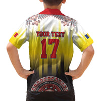 Custom Romania Football Go Champions Family Matching Off The Shoulder Long Sleeve Dress and Hawaiian Shirt Romanian Traditional Patern