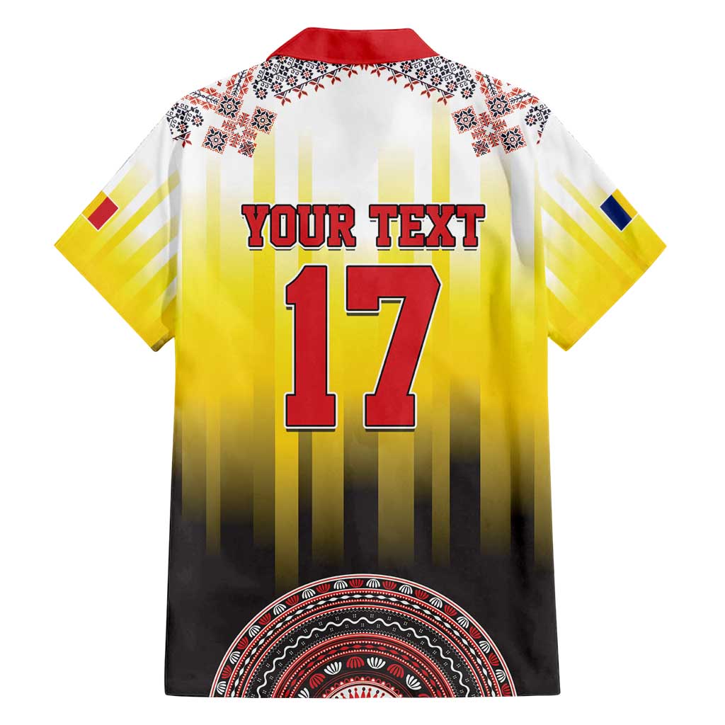 Custom Romania Football Go Champions Family Matching Off Shoulder Maxi Dress and Hawaiian Shirt Romanian Traditional Patern