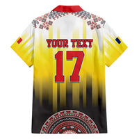 Custom Romania Football Go Champions Family Matching Off Shoulder Maxi Dress and Hawaiian Shirt Romanian Traditional Patern