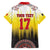 Custom Romania Football Go Champions Family Matching Off Shoulder Short Dress and Hawaiian Shirt Romanian Traditional Patern