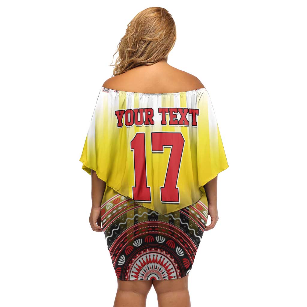 Custom Romania Football Go Champions Family Matching Off Shoulder Short Dress and Hawaiian Shirt Romanian Traditional Patern