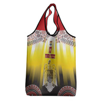 Custom Romania Football Go Champions Grocery Bag Romanian Traditional Patern