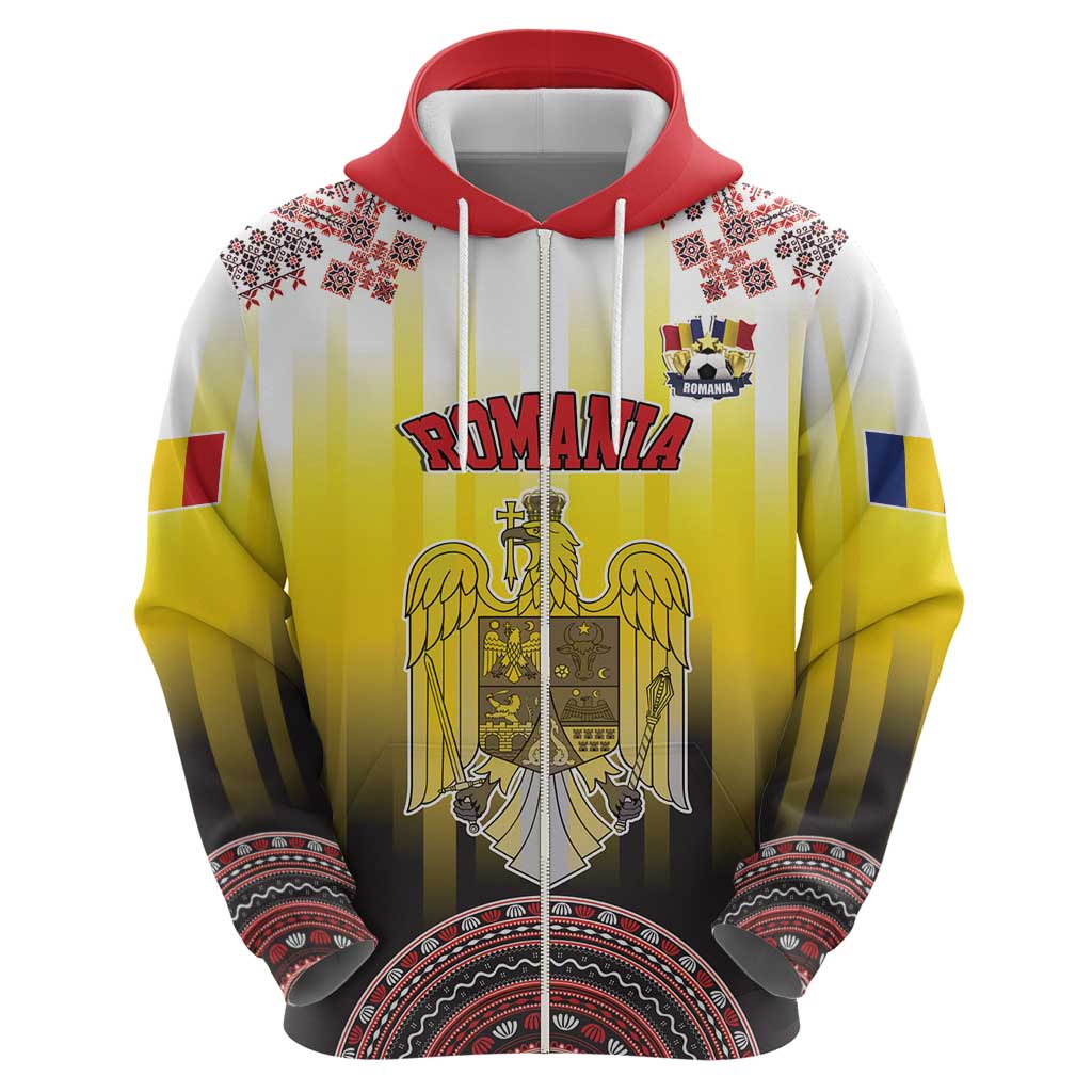 Custom Romania Football Go Champions Hoodie Romanian Traditional Patern