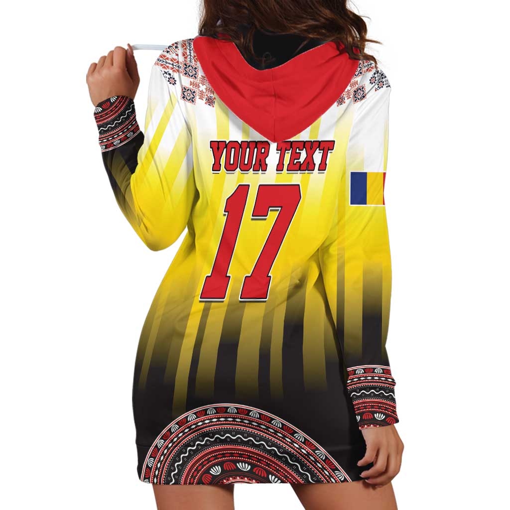 Custom Romania Football Go Champions Hoodie Dress Romanian Traditional Patern