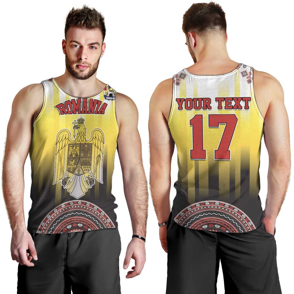 Custom Romania Football Go Champions Men Tank Top Romanian Traditional Patern