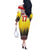 Custom Romania Football Go Champions Off The Shoulder Long Sleeve Dress Romanian Traditional Patern