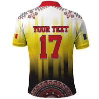 Custom Romania Football Go Champions Polo Shirt Romanian Traditional Patern
