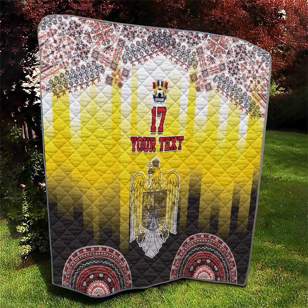 Custom Romania Football Go Champions Quilt Romanian Traditional Patern