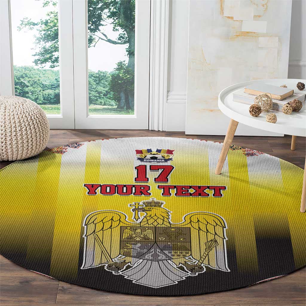Custom Romania Football Go Champions Round Carpet Romanian Traditional Patern