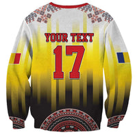 Custom Romania Football Go Champions Sweatshirt Romanian Traditional Patern
