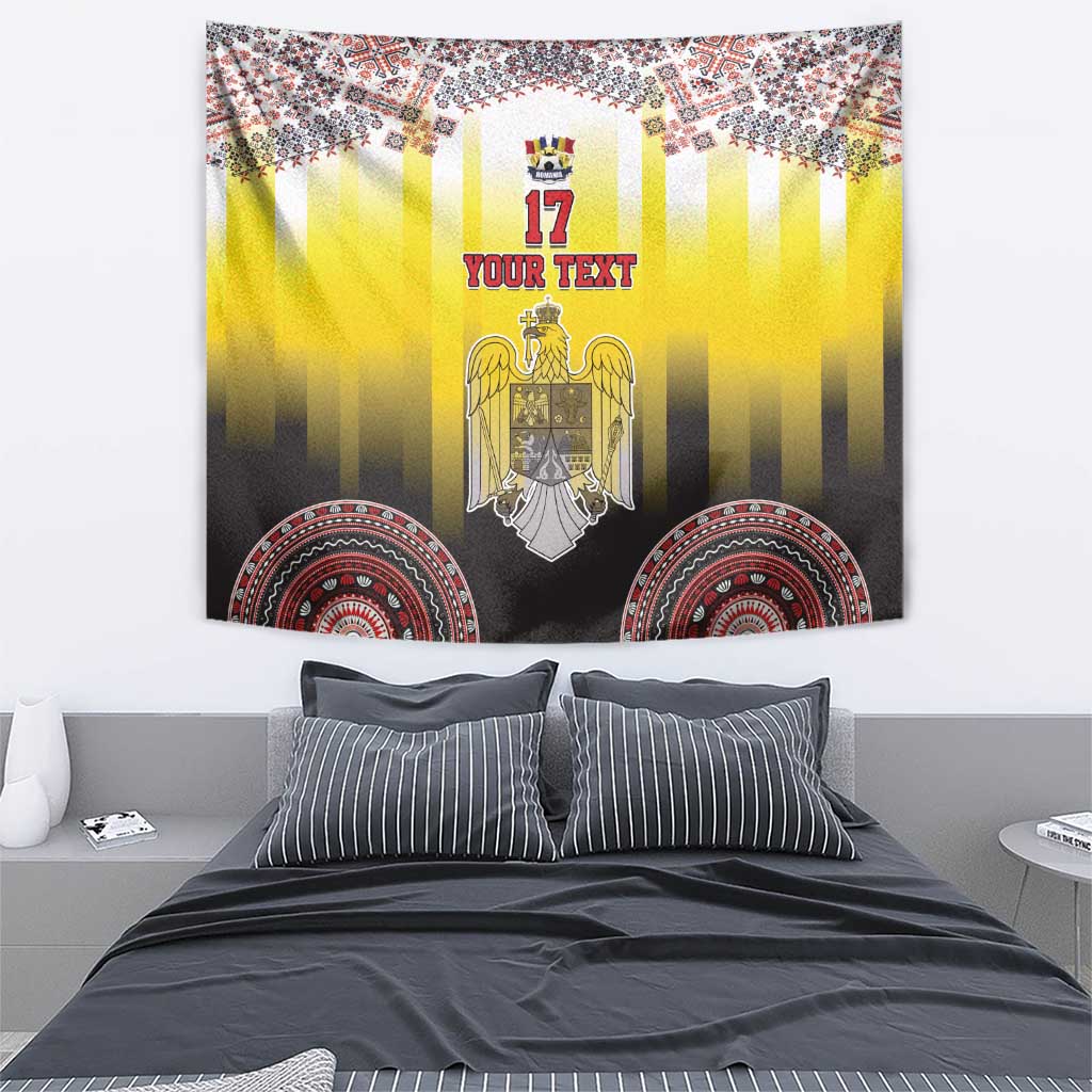 Custom Romania Football Go Champions Tapestry Romanian Traditional Patern