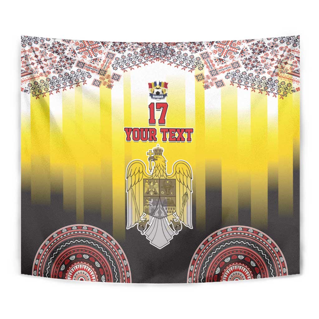 Custom Romania Football Go Champions Tapestry Romanian Traditional Patern