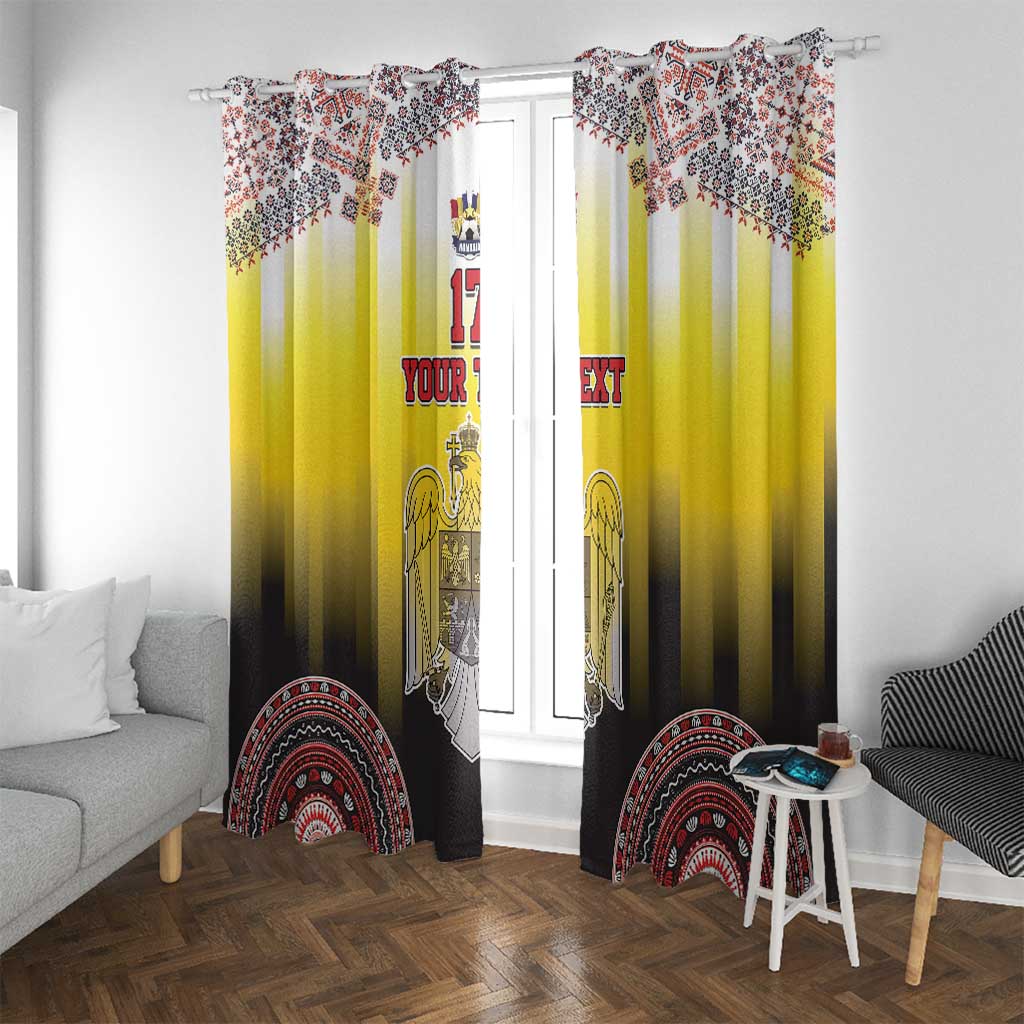 Custom Romania Football Go Champions Window Curtain Romanian Traditional Patern