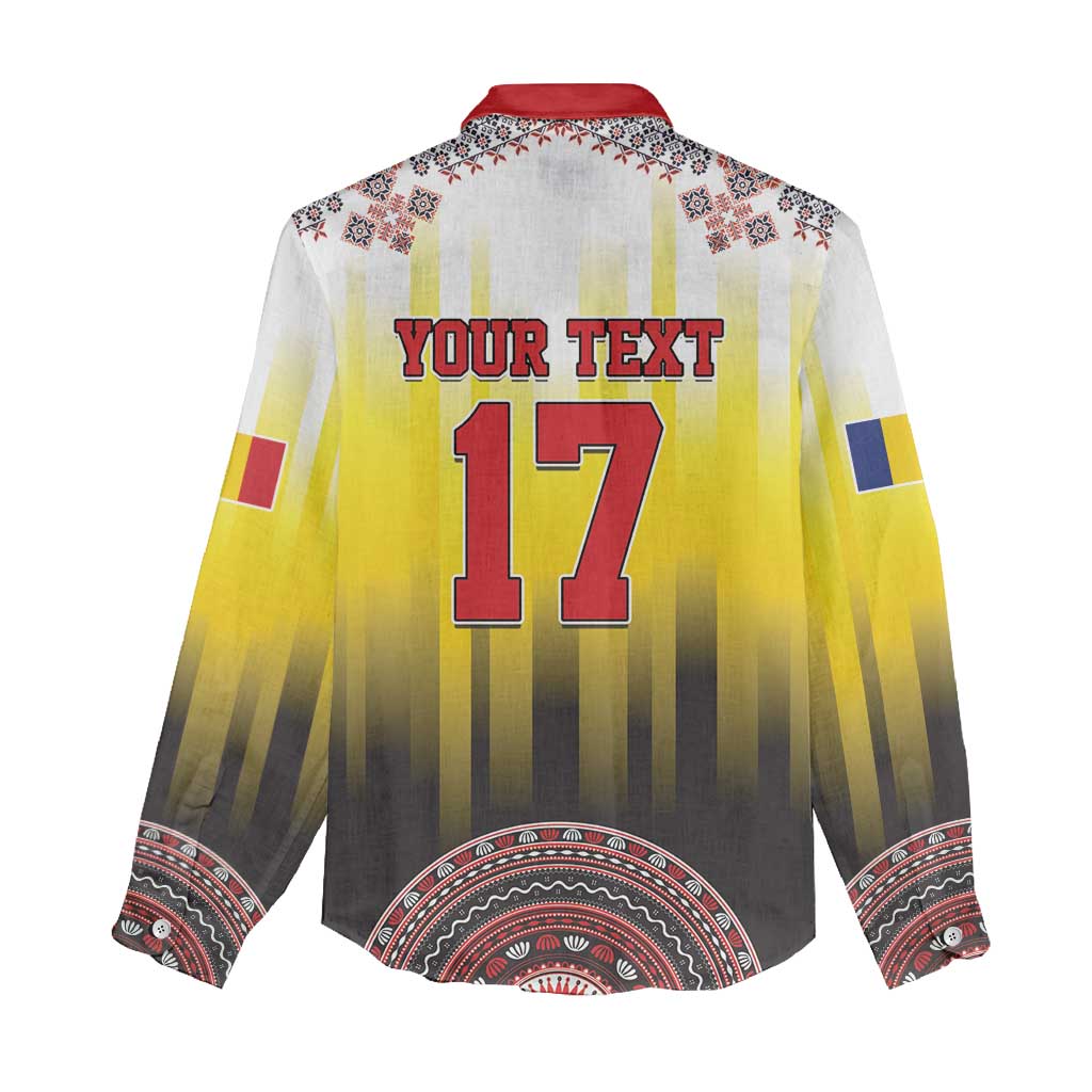 Custom Romania Football Go Champions Women Casual Shirt Romanian Traditional Patern