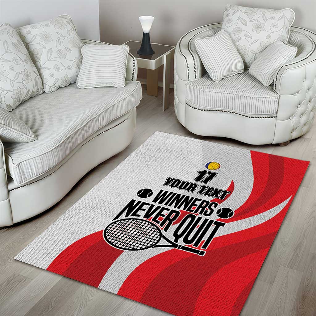 Custom Romania Tennis Winners Never Quit Area Rug Sporty Style