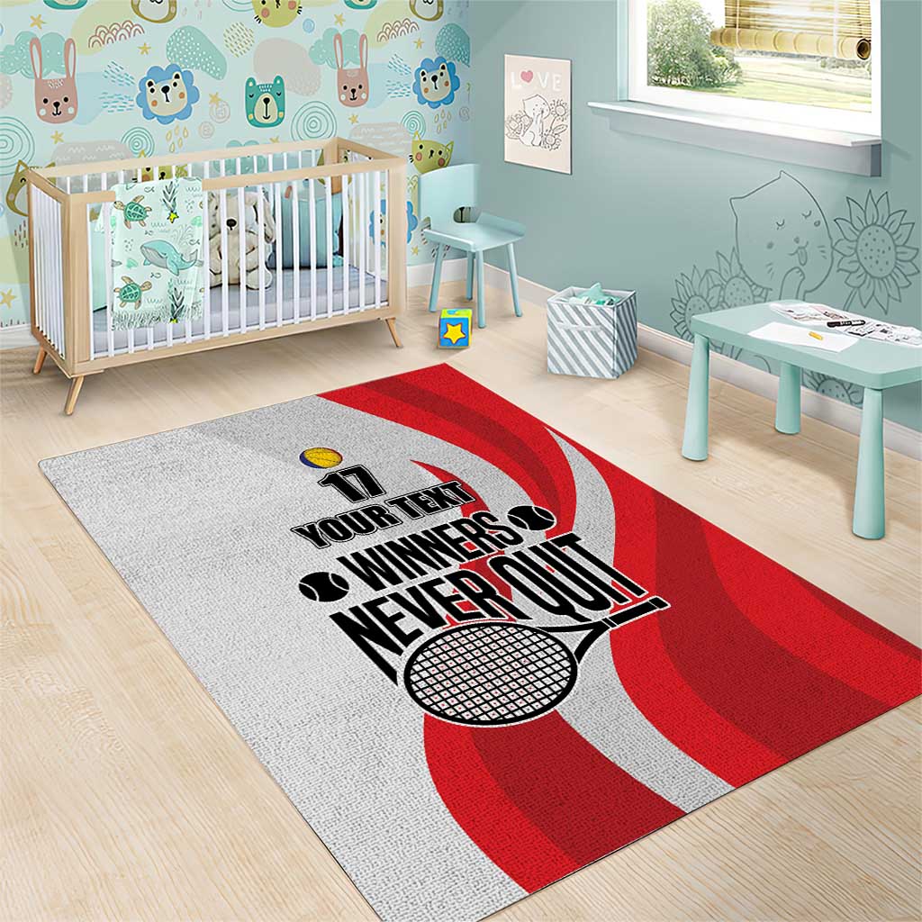 Custom Romania Tennis Winners Never Quit Area Rug Sporty Style