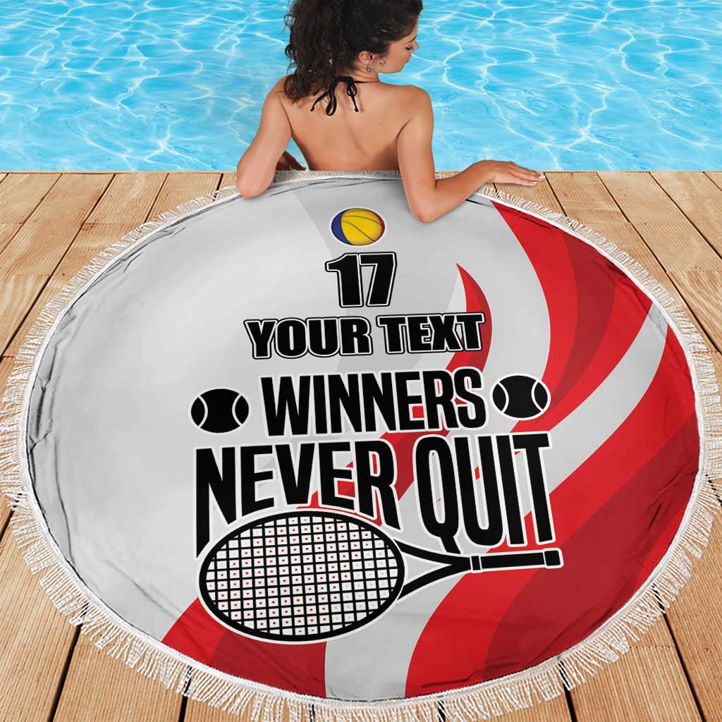 Custom Romania Tennis Winners Never Quit Beach Blanket Sporty Style