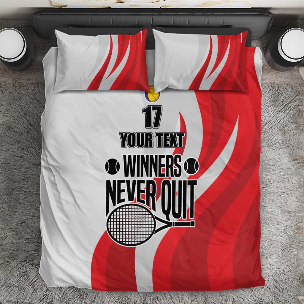 Custom Romania Tennis Winners Never Quit Bedding Set Sporty Style