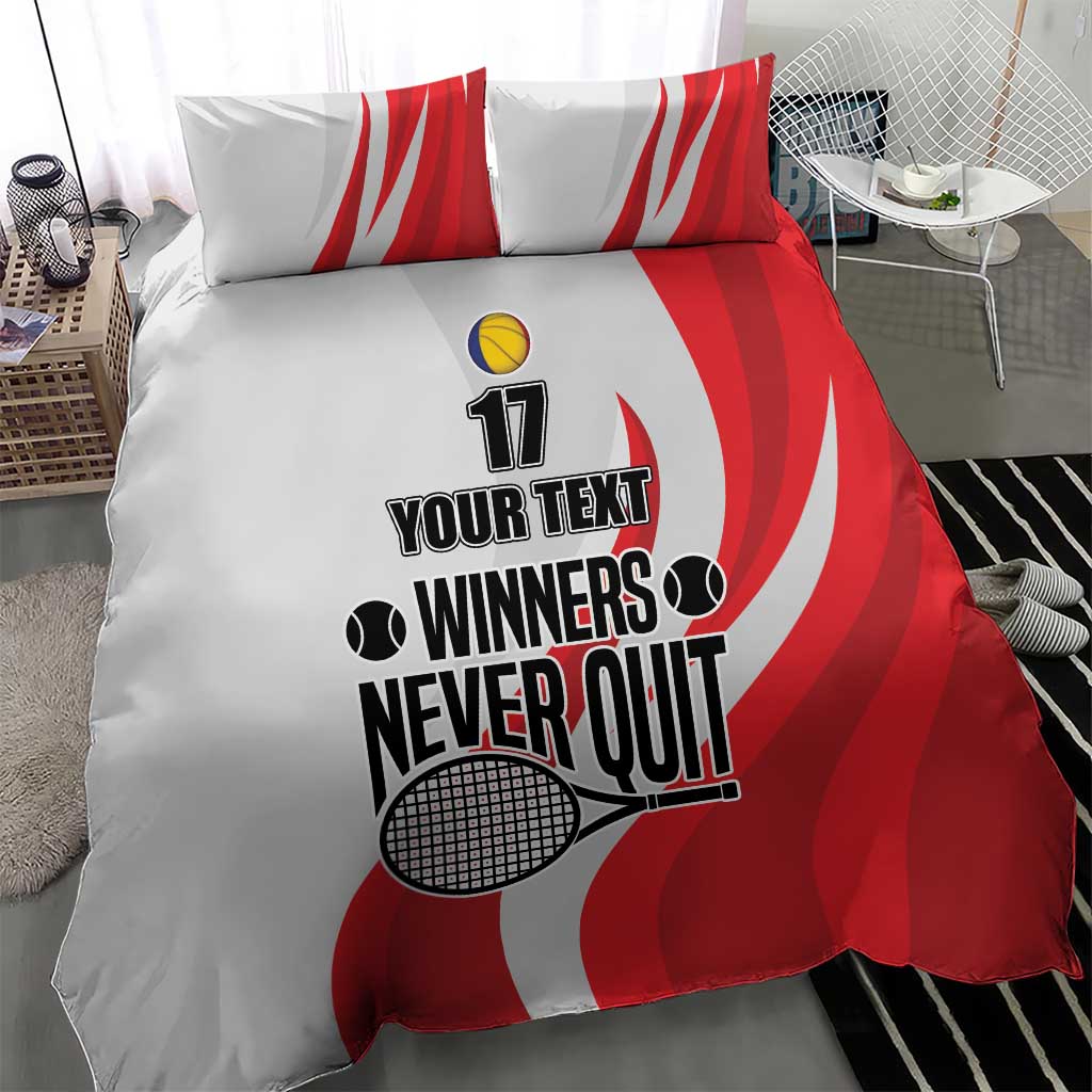 Custom Romania Tennis Winners Never Quit Bedding Set Sporty Style