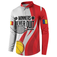 Custom Romania Tennis Winners Never Quit Button Sweatshirt Sporty Style