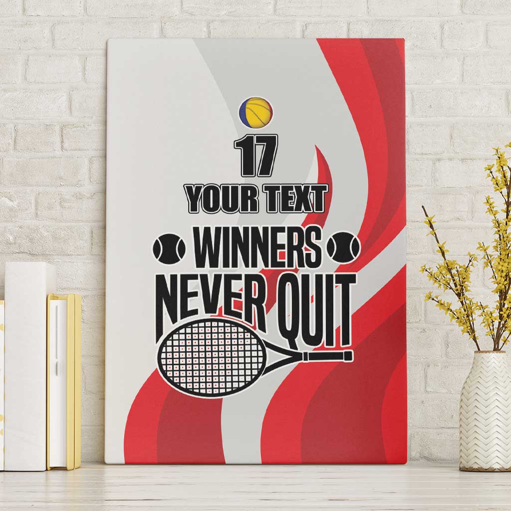 Custom Romania Tennis Winners Never Quit Canvas Wall Art Sporty Style