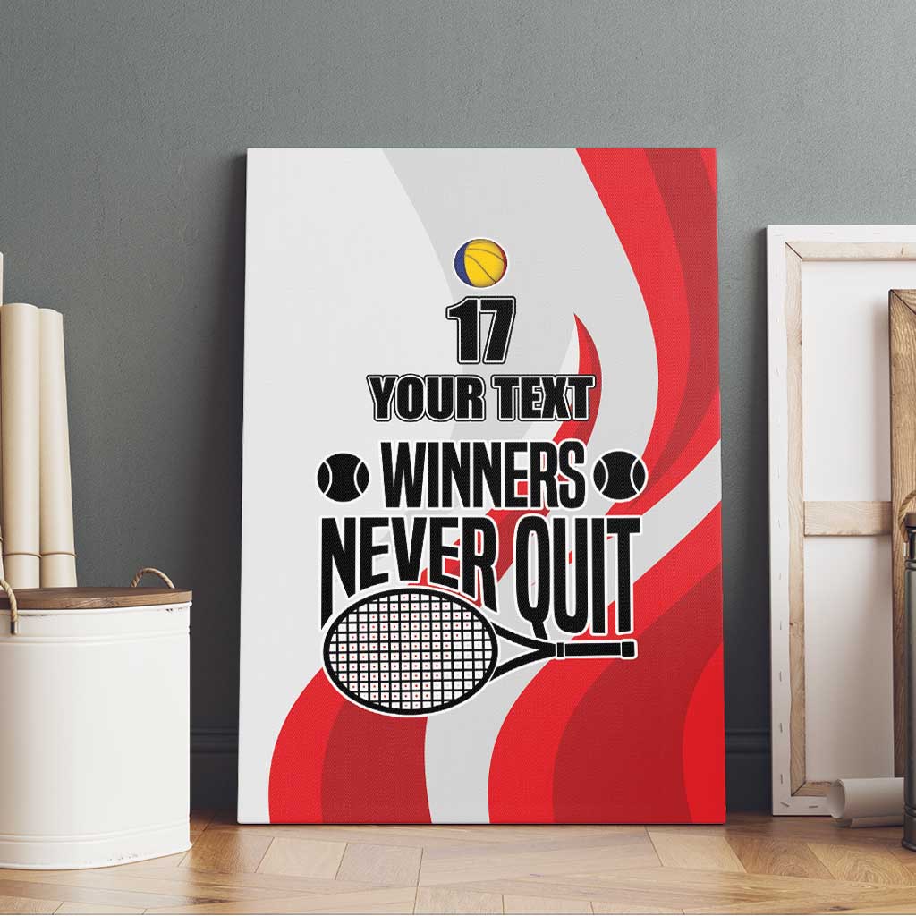 Custom Romania Tennis Winners Never Quit Canvas Wall Art Sporty Style