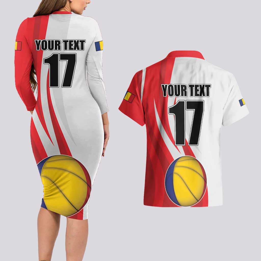 Custom Romania Tennis Winners Never Quit Couples Matching Long Sleeve Bodycon Dress and Hawaiian Shirt Sporty Style