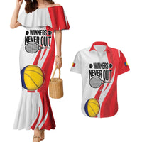 Custom Romania Tennis Winners Never Quit Couples Matching Mermaid Dress and Hawaiian Shirt Sporty Style