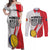 Custom Romania Tennis Winners Never Quit Couples Matching Off Shoulder Maxi Dress and Long Sleeve Button Shirt Sporty Style