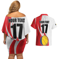 Custom Romania Tennis Winners Never Quit Couples Matching Off Shoulder Short Dress and Hawaiian Shirt Sporty Style