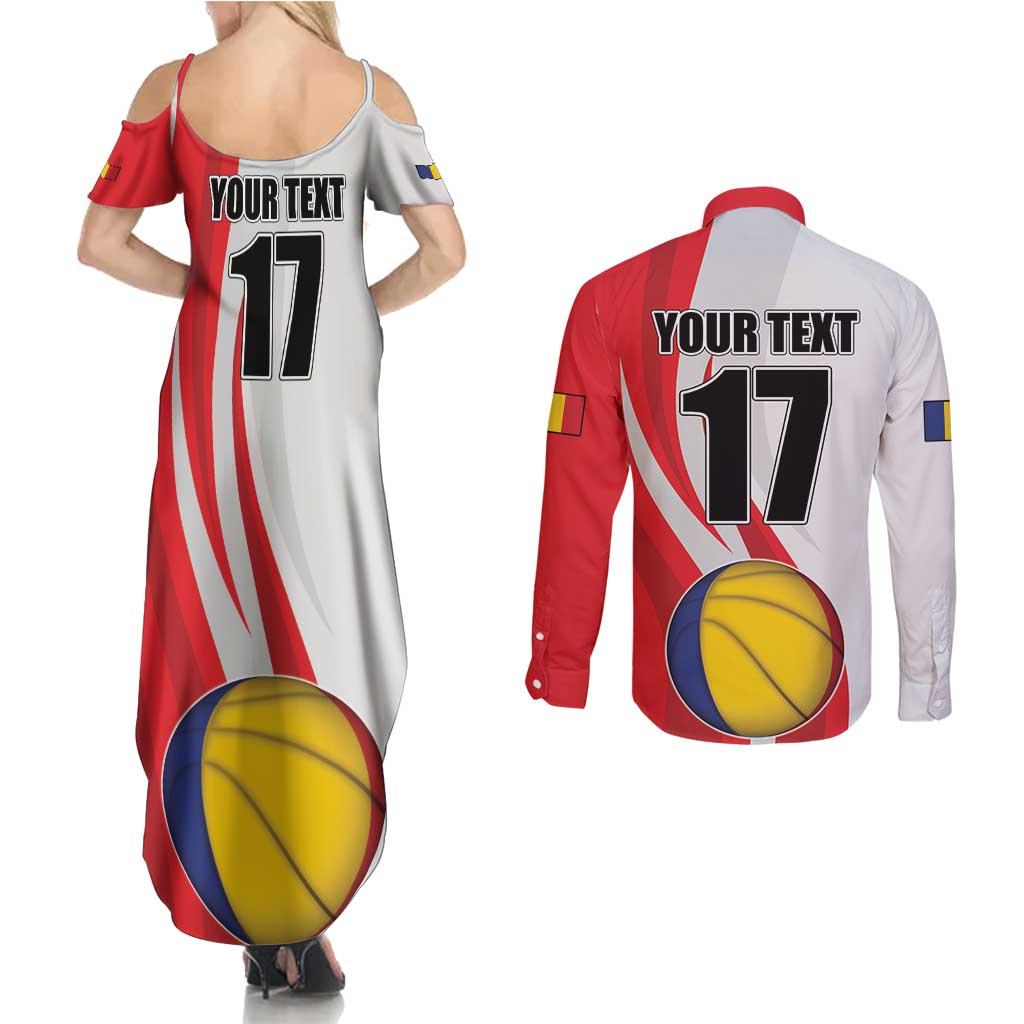 Custom Romania Tennis Winners Never Quit Couples Matching Summer Maxi Dress and Long Sleeve Button Shirt Sporty Style