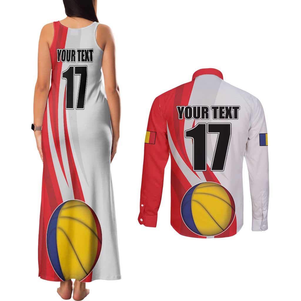 Custom Romania Tennis Winners Never Quit Couples Matching Tank Maxi Dress and Long Sleeve Button Shirt Sporty Style