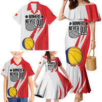 Custom Romania Tennis Winners Never Quit Family Matching Mermaid Dress and Hawaiian Shirt Sporty Style
