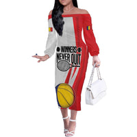 Custom Romania Tennis Winners Never Quit Family Matching Off The Shoulder Long Sleeve Dress and Hawaiian Shirt Sporty Style