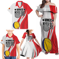 Custom Romania Tennis Winners Never Quit Family Matching Off Shoulder Maxi Dress and Hawaiian Shirt Sporty Style