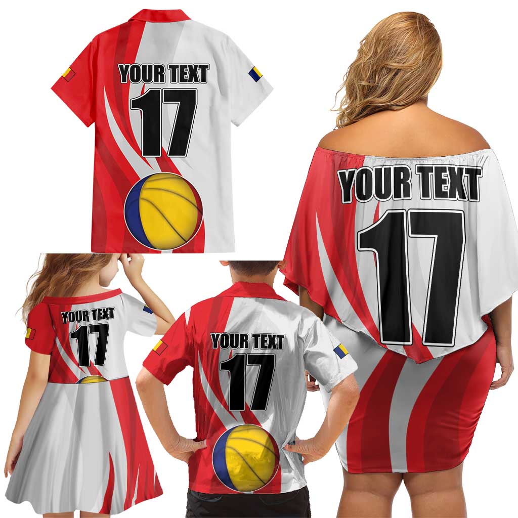 Custom Romania Tennis Winners Never Quit Family Matching Off Shoulder Short Dress and Hawaiian Shirt Sporty Style