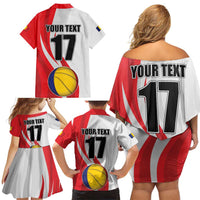 Custom Romania Tennis Winners Never Quit Family Matching Off Shoulder Short Dress and Hawaiian Shirt Sporty Style
