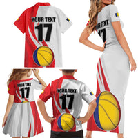 Custom Romania Tennis Winners Never Quit Family Matching Short Sleeve Bodycon Dress and Hawaiian Shirt Sporty Style