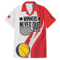 Custom Romania Tennis Winners Never Quit Family Matching Summer Maxi Dress and Hawaiian Shirt Sporty Style