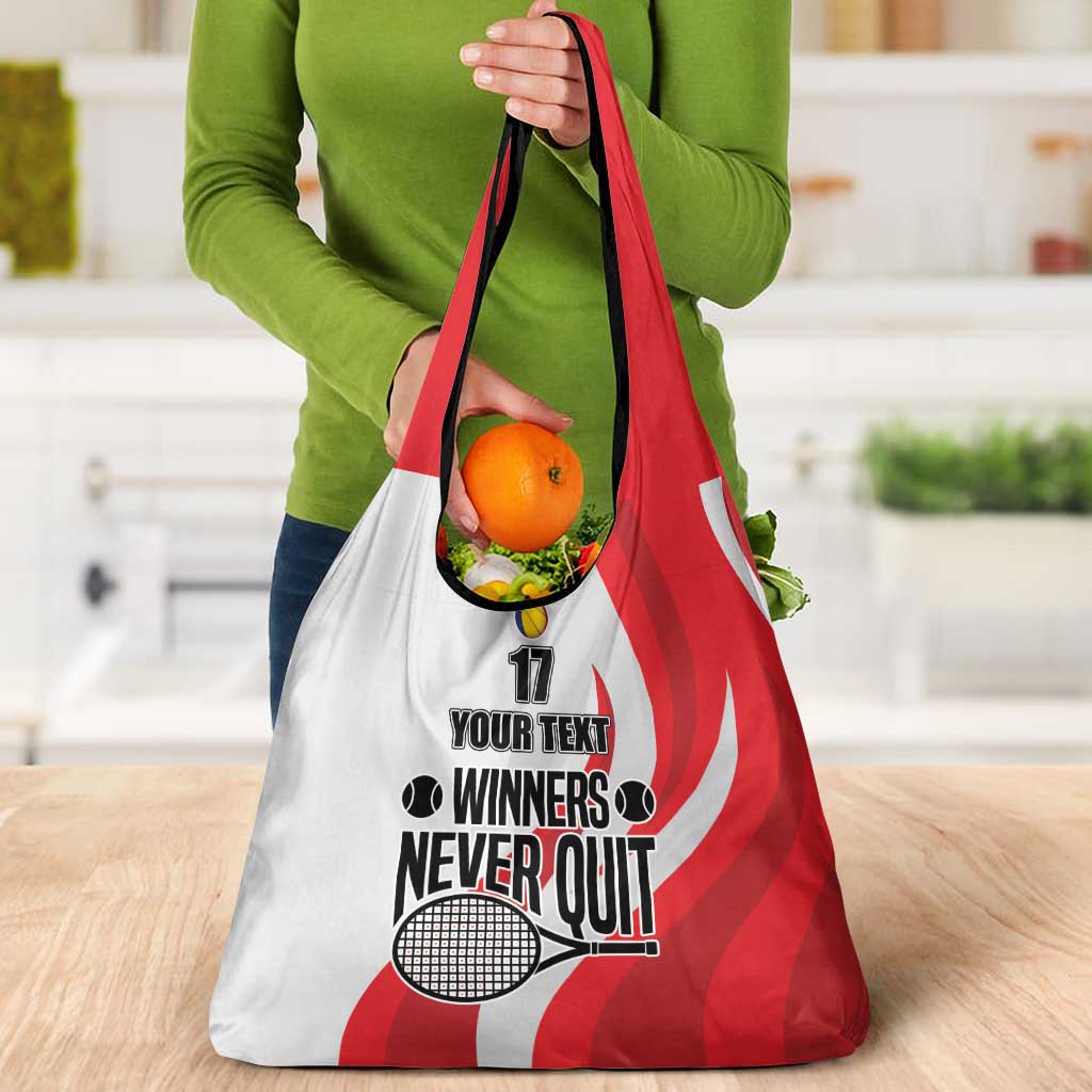 Custom Romania Tennis Winners Never Quit Grocery Bag Sporty Style
