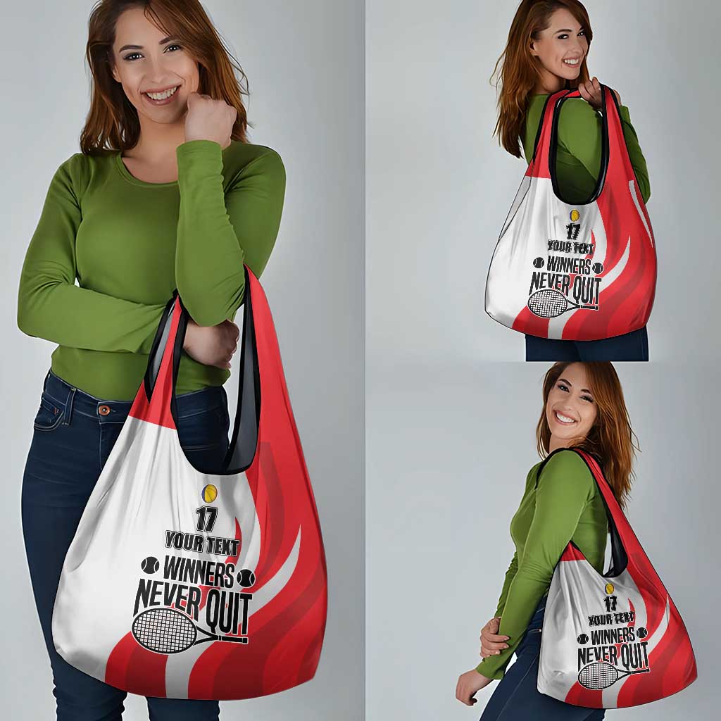 Custom Romania Tennis Winners Never Quit Grocery Bag Sporty Style