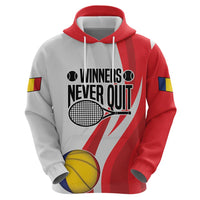 Custom Romania Tennis Winners Never Quit Hoodie Sporty Style