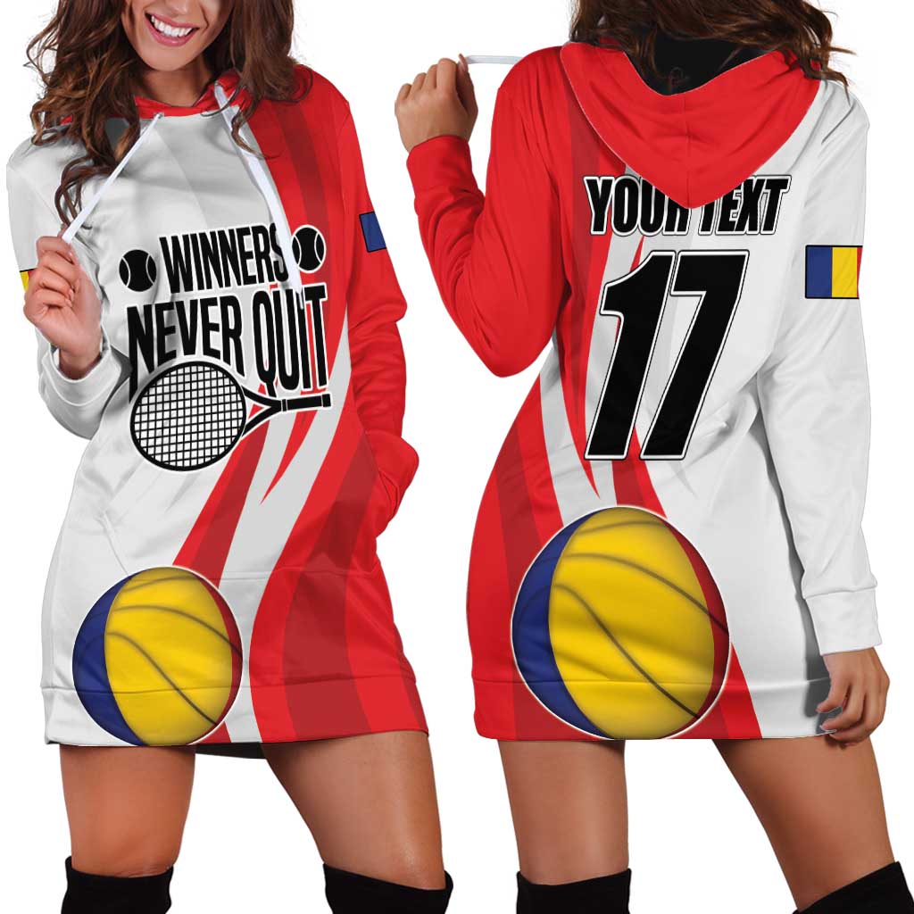 Custom Romania Tennis Winners Never Quit Hoodie Dress Sporty Style