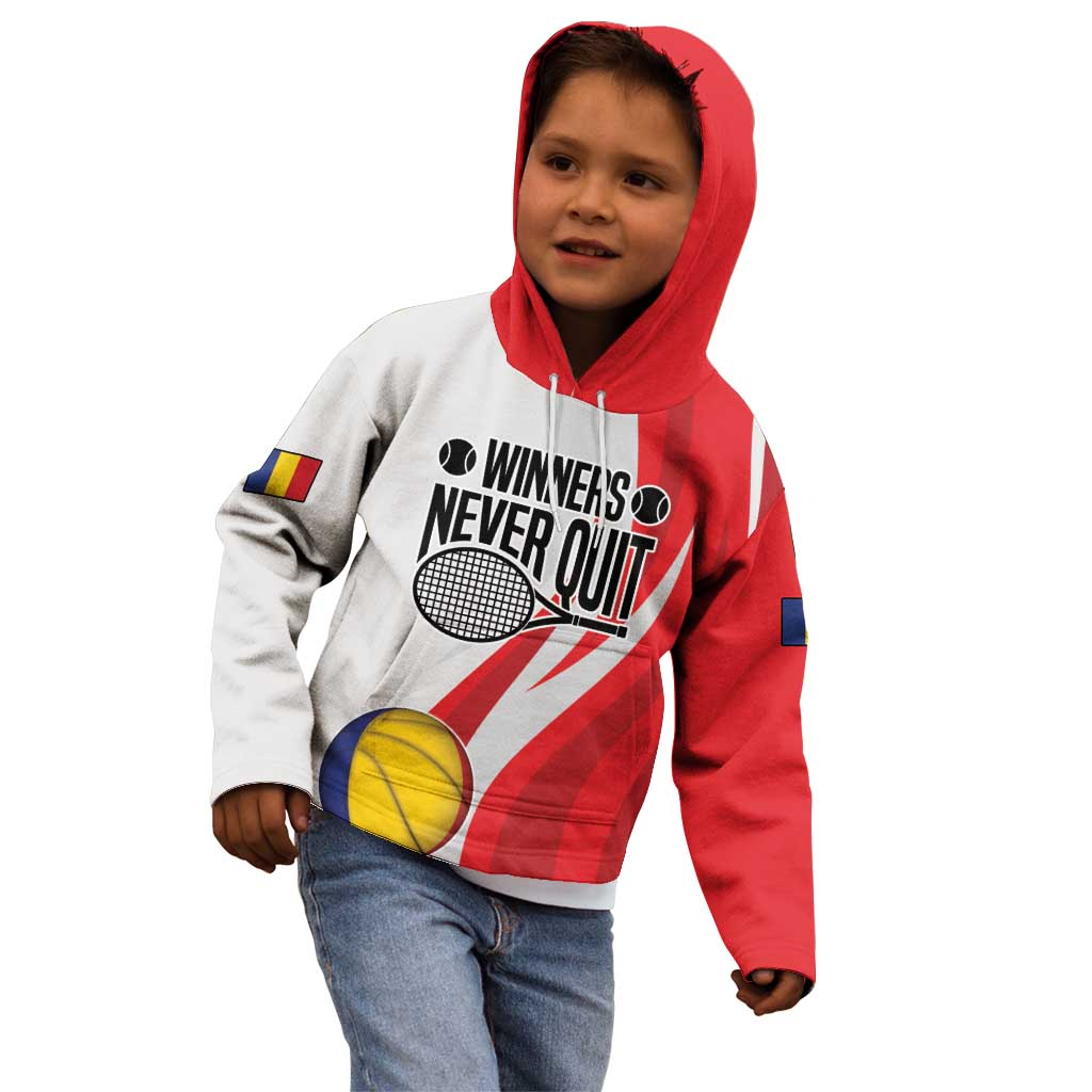 Custom Romania Tennis Winners Never Quit Kid Hoodie Sporty Style