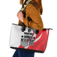 Custom Romania Tennis Winners Never Quit Leather Tote Bag Sporty Style