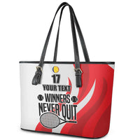 Custom Romania Tennis Winners Never Quit Leather Tote Bag Sporty Style