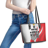 Custom Romania Tennis Winners Never Quit Leather Tote Bag Sporty Style