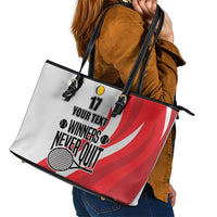 Custom Romania Tennis Winners Never Quit Leather Tote Bag Sporty Style