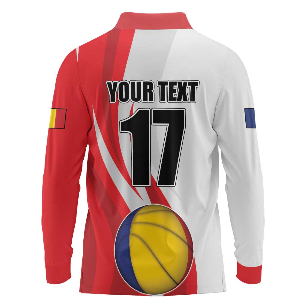 Custom Romania Tennis Winners Never Quit Long Sleeve Polo Shirt Sporty Style